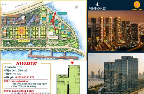 Bán gấp căn hộ 1PN 50.6m2 Vinhomes BaSon Quận 1, View Landmark 81 chỉ 6.9 Tỷ